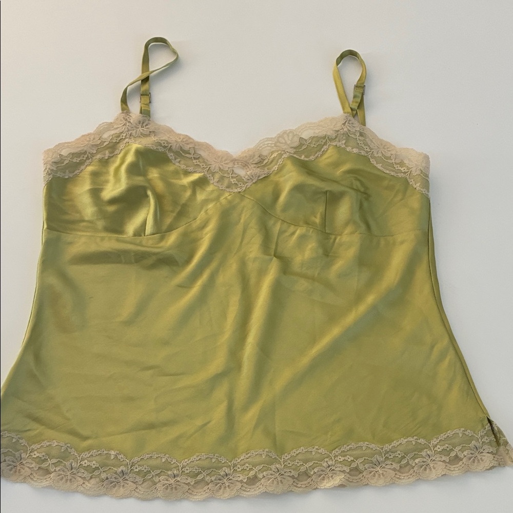 Express Olive Green Lace Trim Camisole